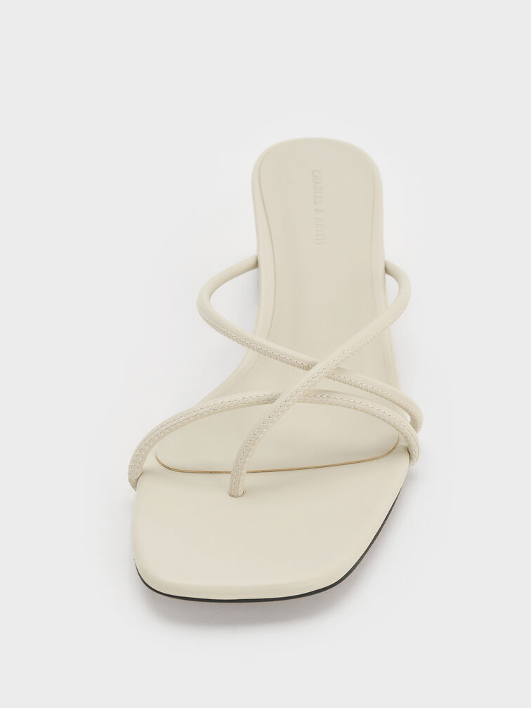 Giày mules cao gót Strappy Toe-Ring, Phấn, hi-res