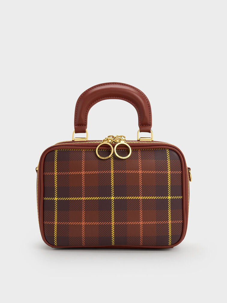 Túi đeo vai Cyrus Checkered Boxy, Gạch, hi-res