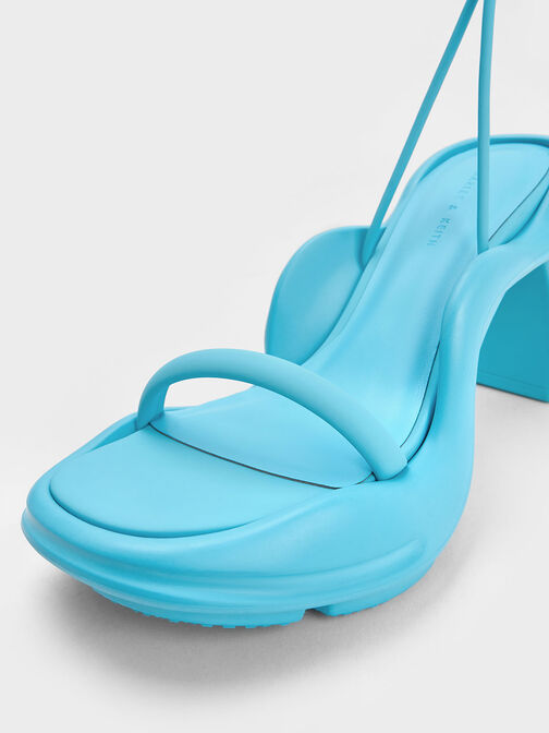 Giày sandals cao gót Leila Tie-Around Sculptural, Xanh blue, hi-res