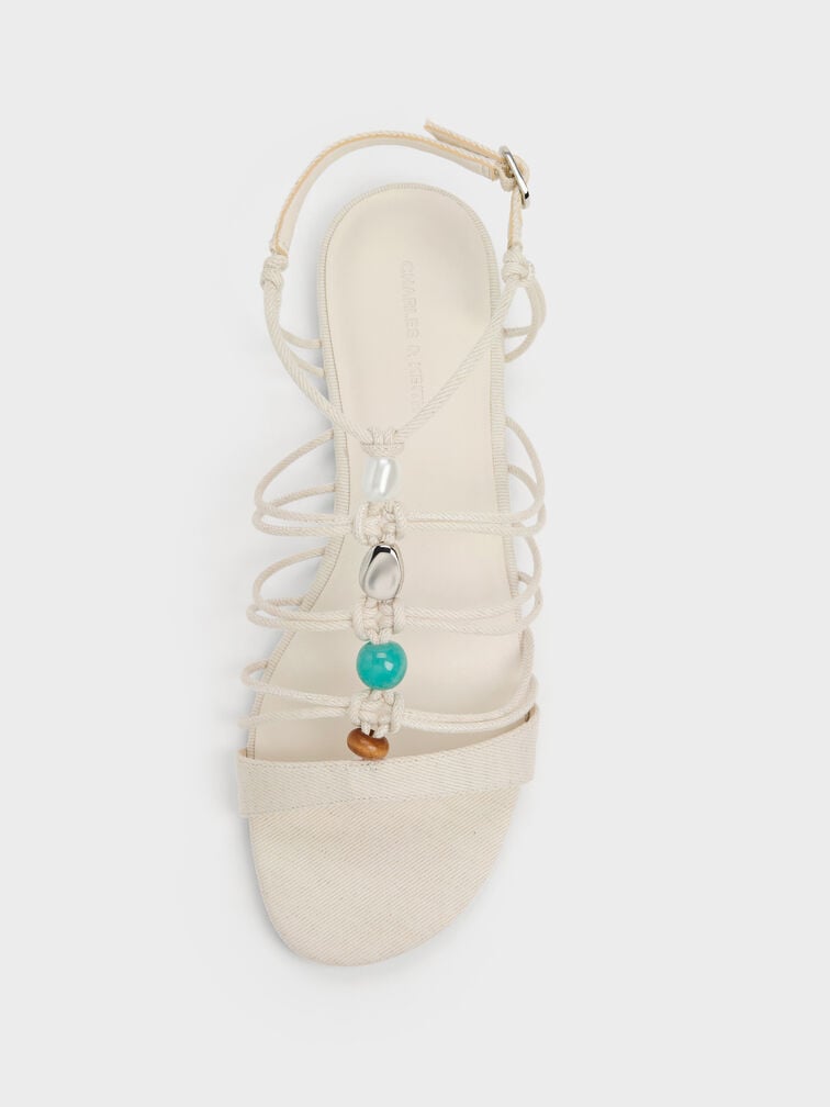 Gi&agrave;y sandals đế bệt Georgie Linen, Phấn, hi-res