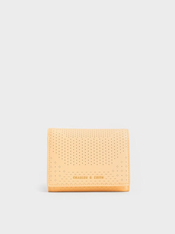 Lorain Perforated Wallet, Yellow, hi-res