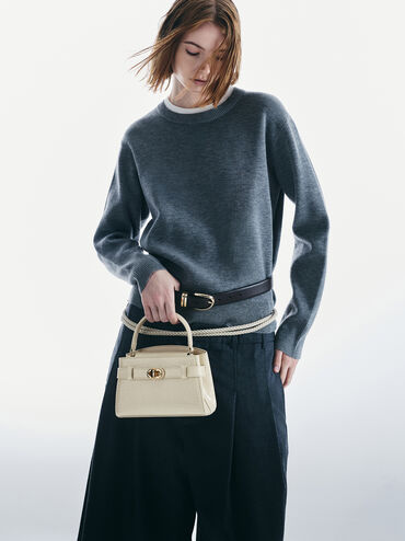 T&uacute;i x&aacute;ch h&igrave;nh thang Aubrielle Croc-Effect, Ng&agrave;, hi-res