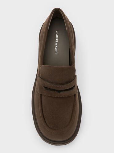 Gi&agrave;y lười đế cao Evan, Dark Brown Textured, hi-res