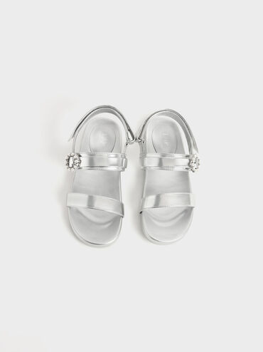 Giày sandals trẻ em Bead Embellished, Bạc, hi-res