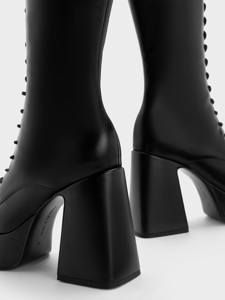 Orla Platform Knee-High Boots, Black, hi-res