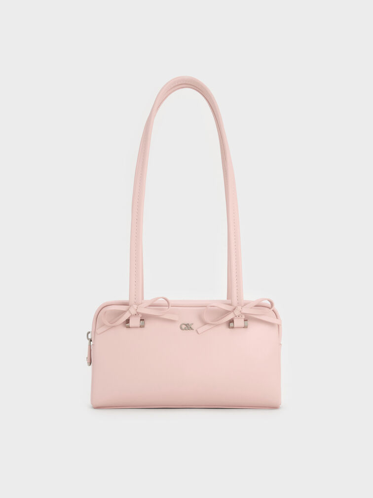 Shirley Bow Elongated-Handle Shoulder Bag, Daisy Pink, hi-res