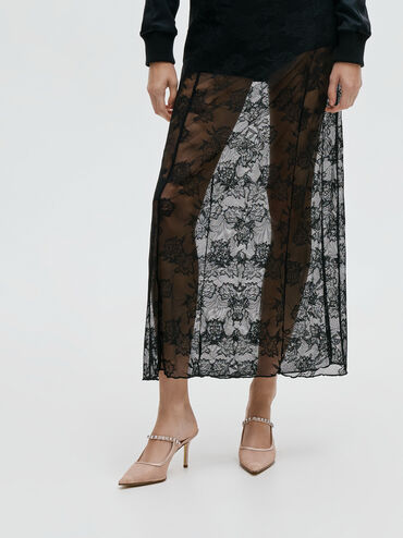 Gi&agrave;y mules cao g&oacute;t Lace & Satin Crystal, Nude, hi-res