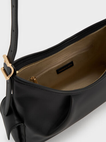 Túi đeo vai phom chữ nhật Khai Side-Pocket, Đen, hi-res