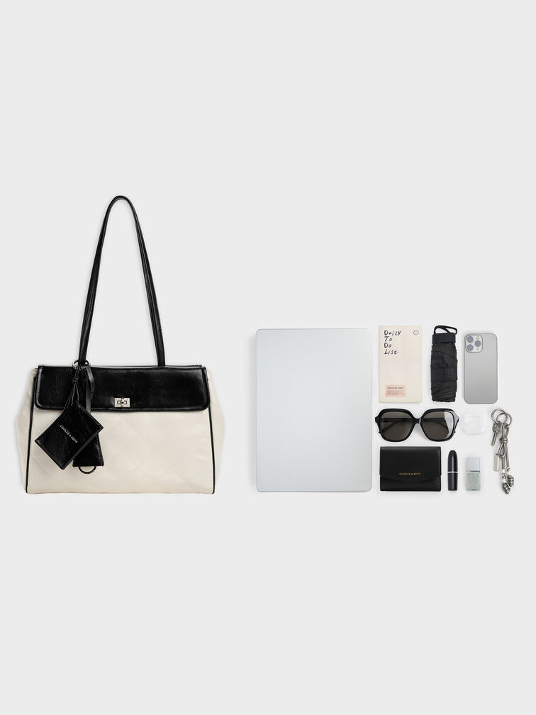 T&uacute;i tote chần b&ocirc;ng XL Apfra, Multi Cream, hi-res