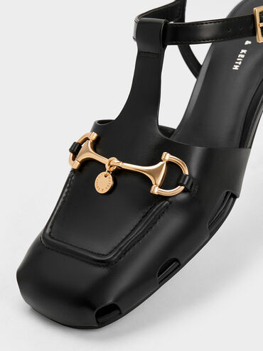 Cut-Out T-Bar Pumps, Black, hi-res