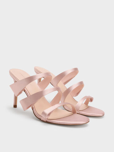 Gi&agrave;y mules cao g&oacute;t Satin, Hồng, hi-res