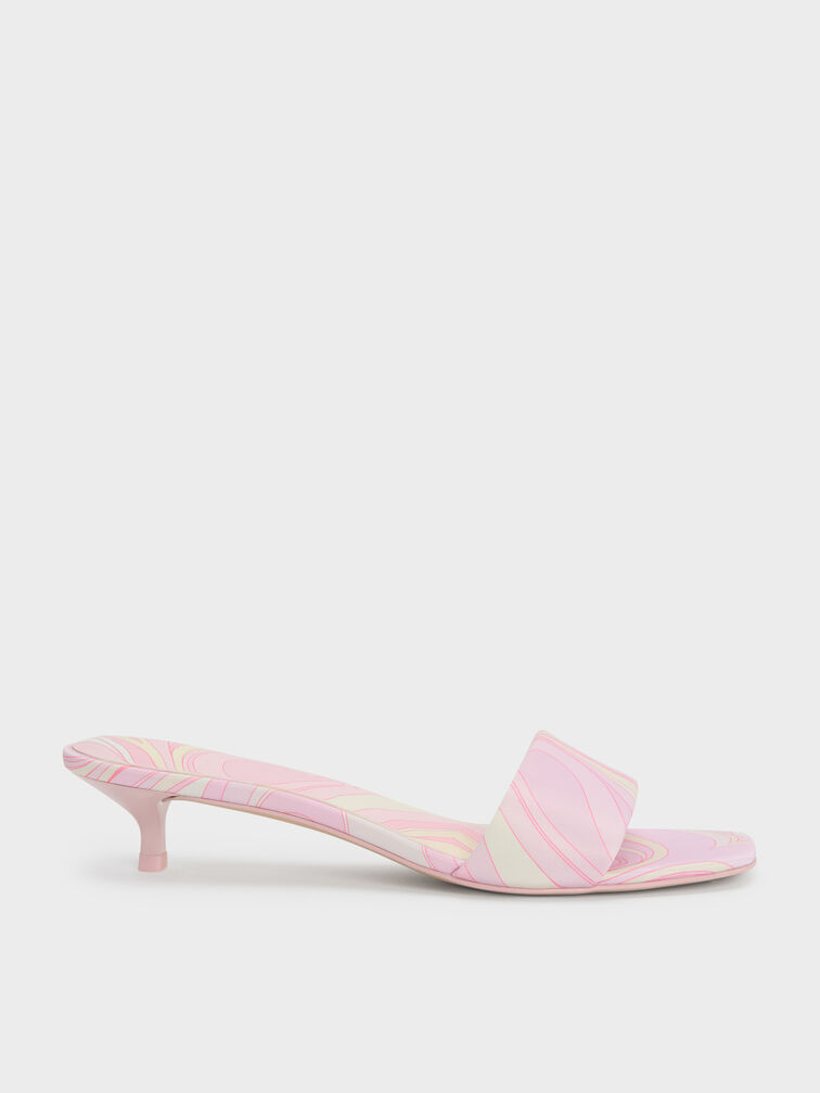Gi&agrave;y mules cao g&oacute;t Swirl-Print, Hồng nhạt, hi-res