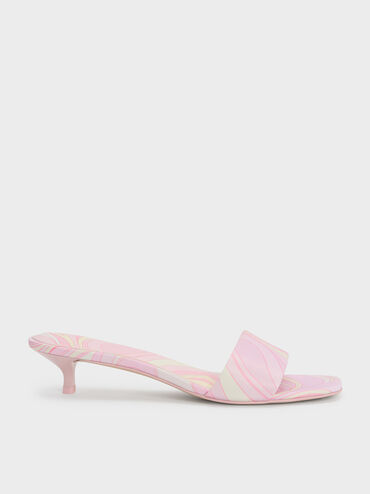 Gi&agrave;y mules cao g&oacute;t Swirl-Print, Hồng nhạt, hi-res