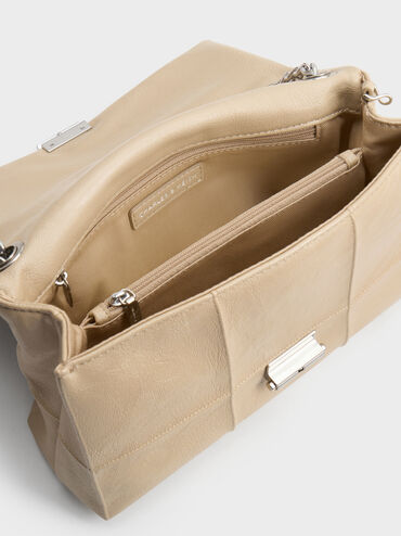 T&uacute;i đeo vai nắp gập Delfina, Sand Beige, hi-res