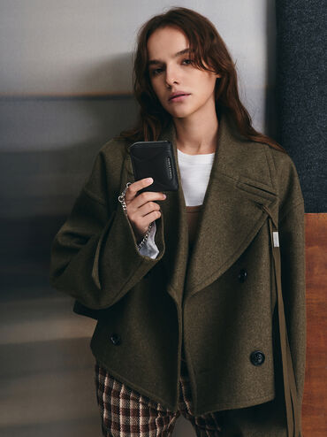 Ví ngắn hình vuông Nelly Wavy-Panel, Noir, hi-res