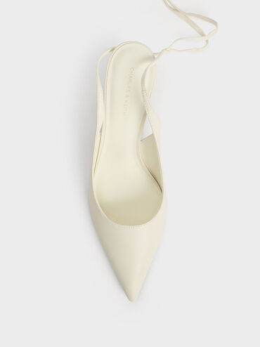 Gi&agrave;y cao g&oacute;t mũi nhọn Textured Tie-Around Pointed-Toe, Kem, hi-res