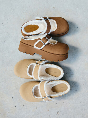 Gi&agrave;y mules đế cao Bergen Textured, N&acirc;u, hi-res