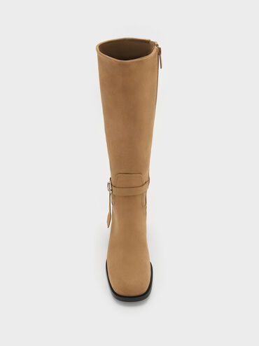 Eliza Faux Suede Knee-High Boots, Sand, hi-res