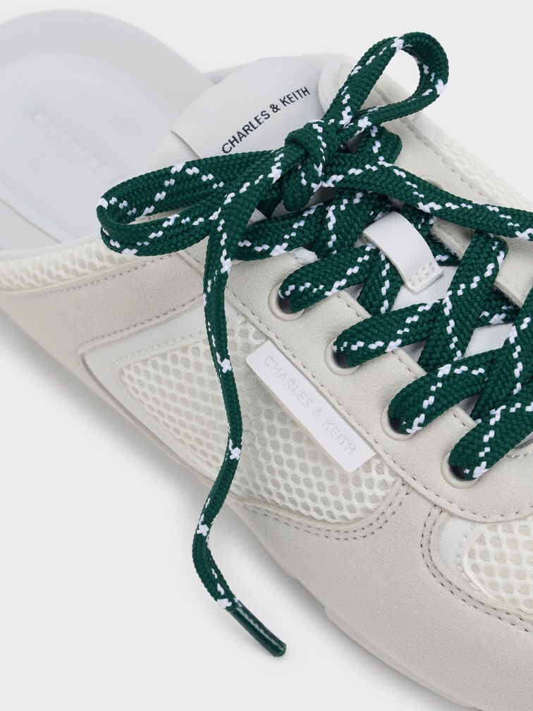 Gi&agrave;y slip on Mesh Patterned-Lace, Trắng, hi-res