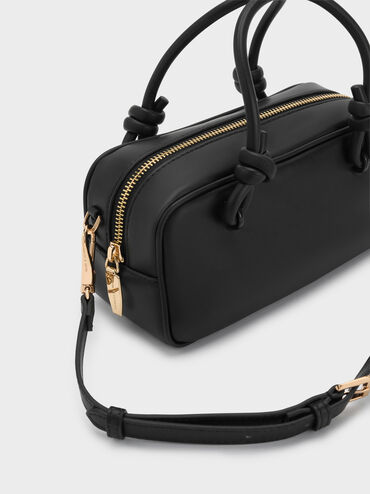 Sammie Knotted-Handle Elongated Bag, Black, hi-res