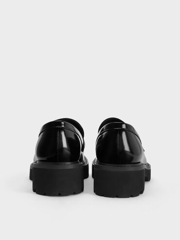 Lando Metallic-Accent Platform Loafers, Black Boxed, hi-res