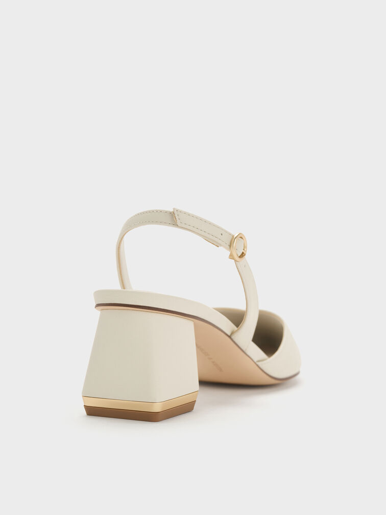 Katarina Trapeze Heel Slingback Pumps, Chalk, hi-res