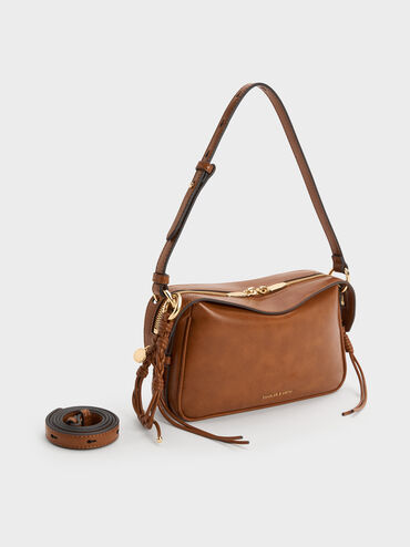 Mini Haylen Braided-Charm Shoulder Bag, Distressed Tan, hi-res