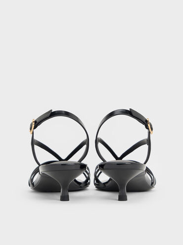 Strappy Kitten-Heel Sandals, Black Boxed, hi-res