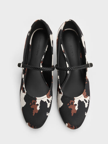 Franca Cow-Print Mary Jane Pumps, Animal Print Natural, hi-res