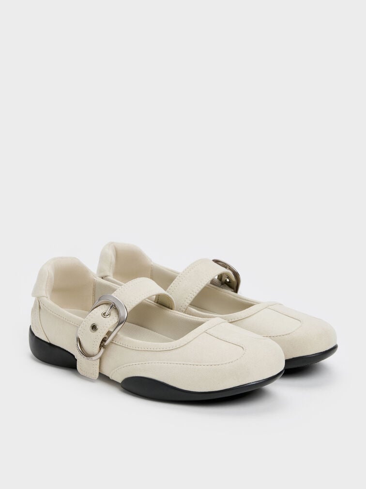 Gi&agrave;y sneakers cổ thấp Louise Faux Suede, Phấn, hi-res