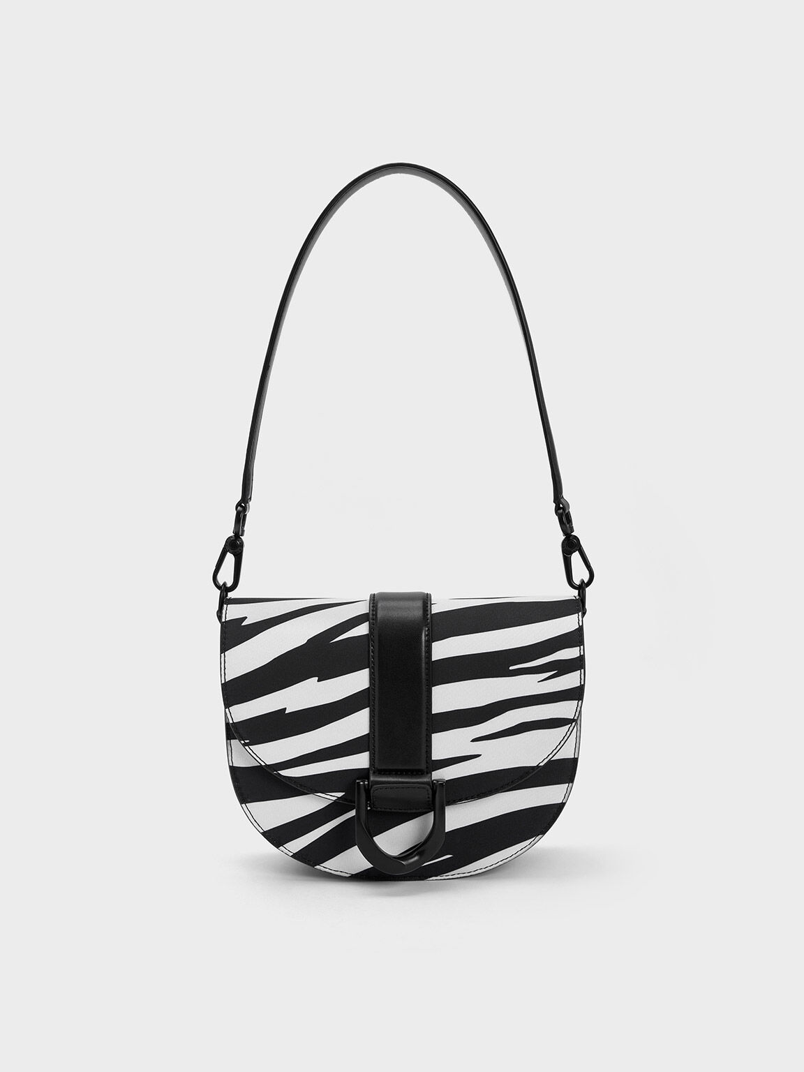 Black Zebra Print Gabine Saddle Bag - CHARLES & KEITH VN