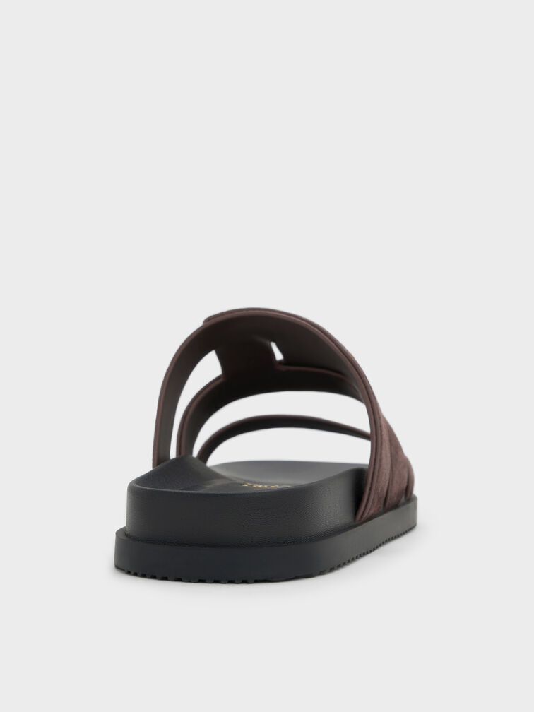 Petina Suede Flatform Sandals, Dark Brown Textured, hi-res