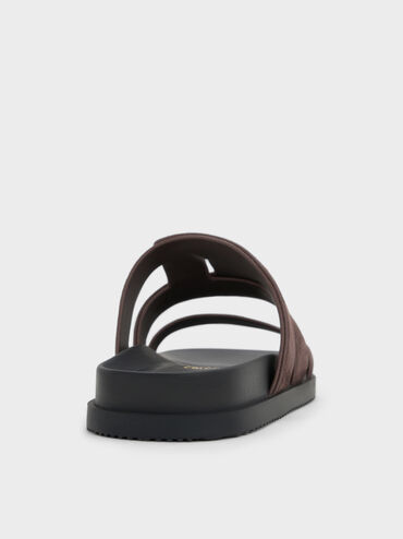 Petina Suede Flatform Sandals, Dark Brown Textured, hi-res