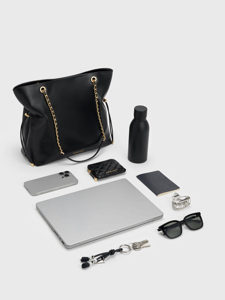 Túi tote Arya Braided-Strap Double-Handle, Đen, hi-res