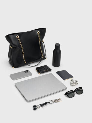 Túi tote Arya Braided-Strap Double-Handle, Đen, hi-res