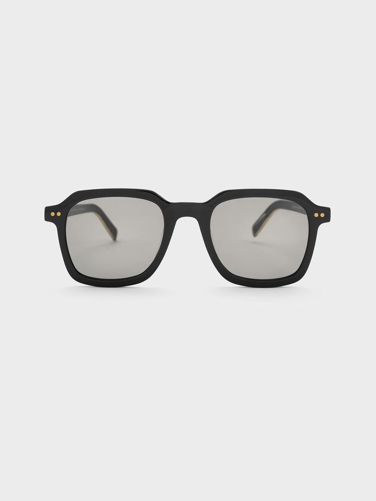 Leighton Recycled Acetate Square Sunglasses, Black, hi-res