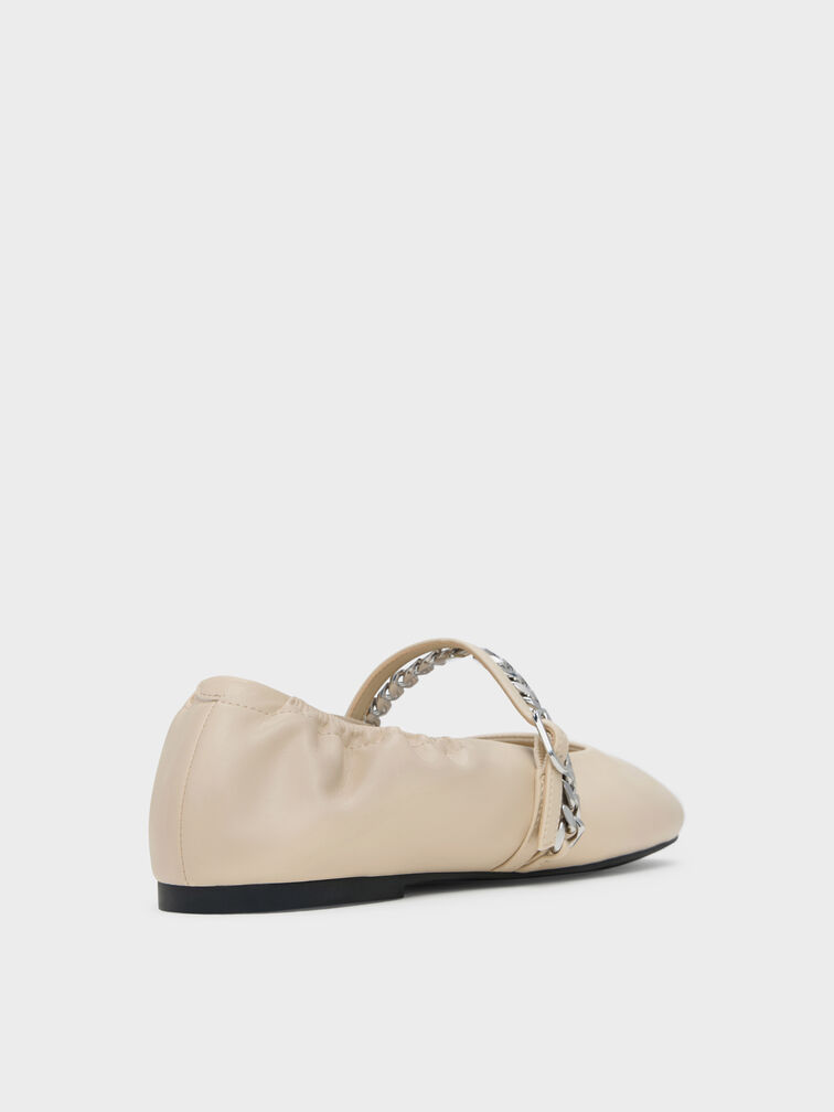Georgie Chain Mary Jane Flats, Beige, hi-res