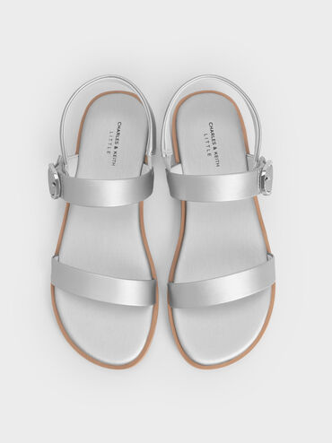 Giày sandals bé gái mũi tròn Pearlescent Crystal-Buckle, Bạc, hi-res