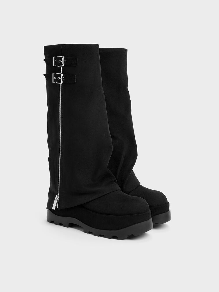 Boots cổ cao đế xuồng Barron, Đen họa tiết, hi-res