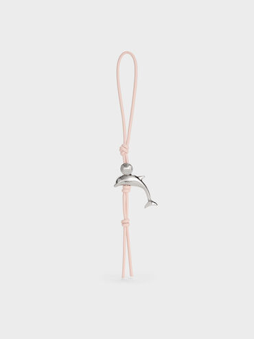 Delfina Dolphin Rope-Knot Charm, Soft Pink, hi-res