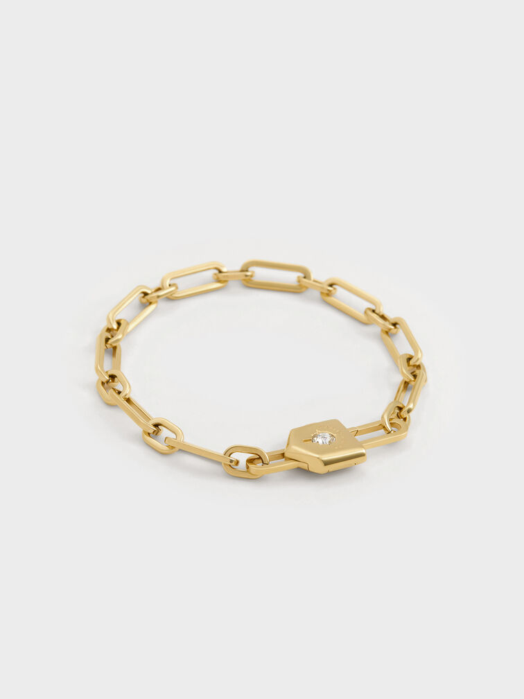 Lownyn Crystal-Lock Chain Bracelet, Gold, hi-res
