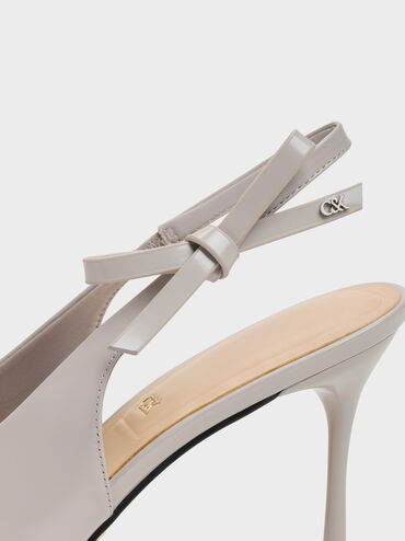 Anastasia Leather Slingback Pumps, Grey, hi-res