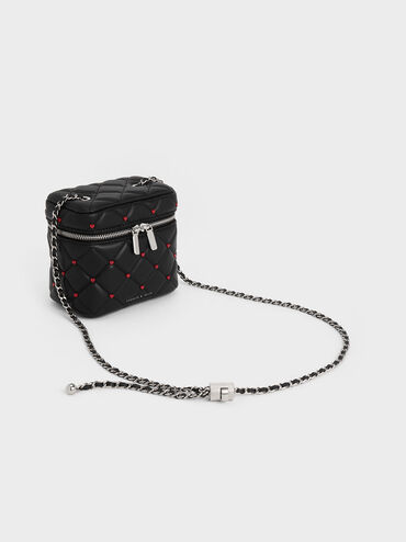 T&uacute;i đeo ch&eacute;o h&igrave;nh hộp Nezu Quilted Heart-Print, Noir, hi-res