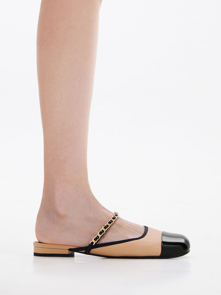 Gi&agrave;y mules mũi vu&ocirc;ng Patent, Be, hi-res