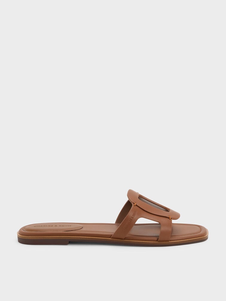 Easley Cut-Out Slide Sandals, Caramel, hi-res
