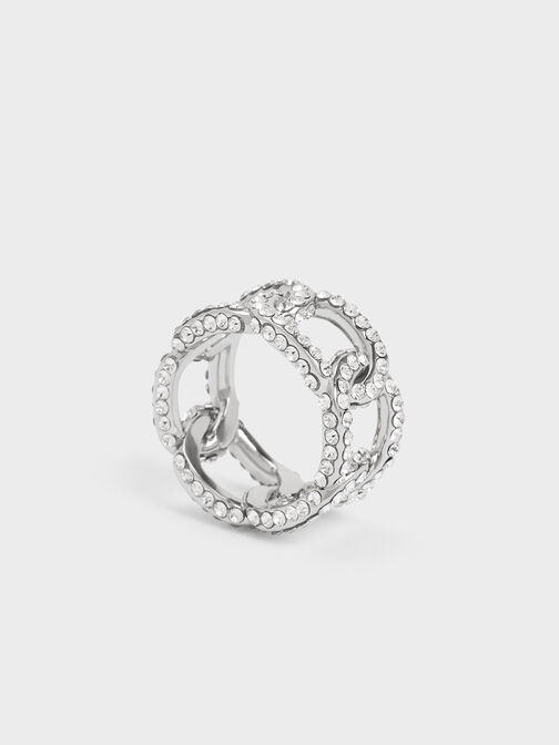 Gabine Swarovski Crystal Chain-Link Ring, Silver, hi-res
