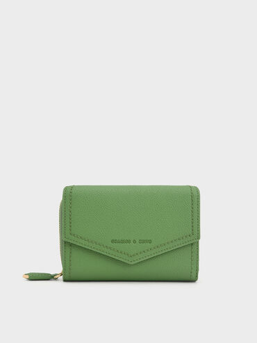 Stitch Trim Envelope Wallet, Green, hi-res