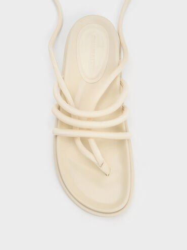 Giày sandals đế thấp Toni Tubular Tie-Around, Phấn, hi-res