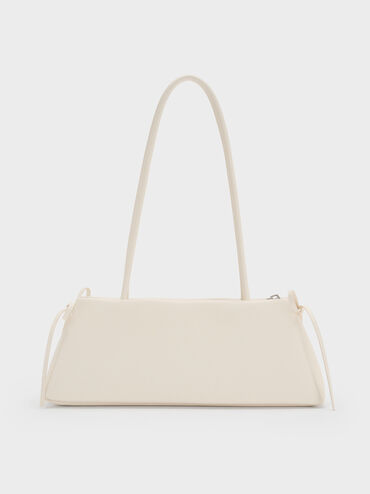Hazel Bow Elongated Shoulder Bag, Cream, hi-res