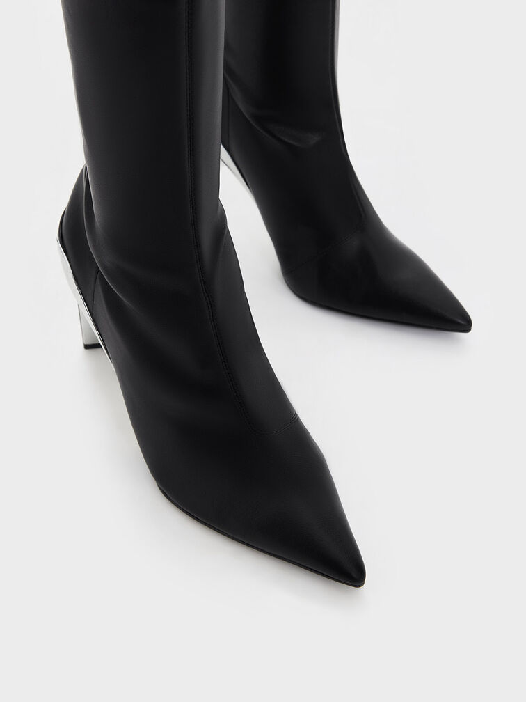 Giày boots cao gót Devon Metallic Blade-Heel, Đen, hi-res